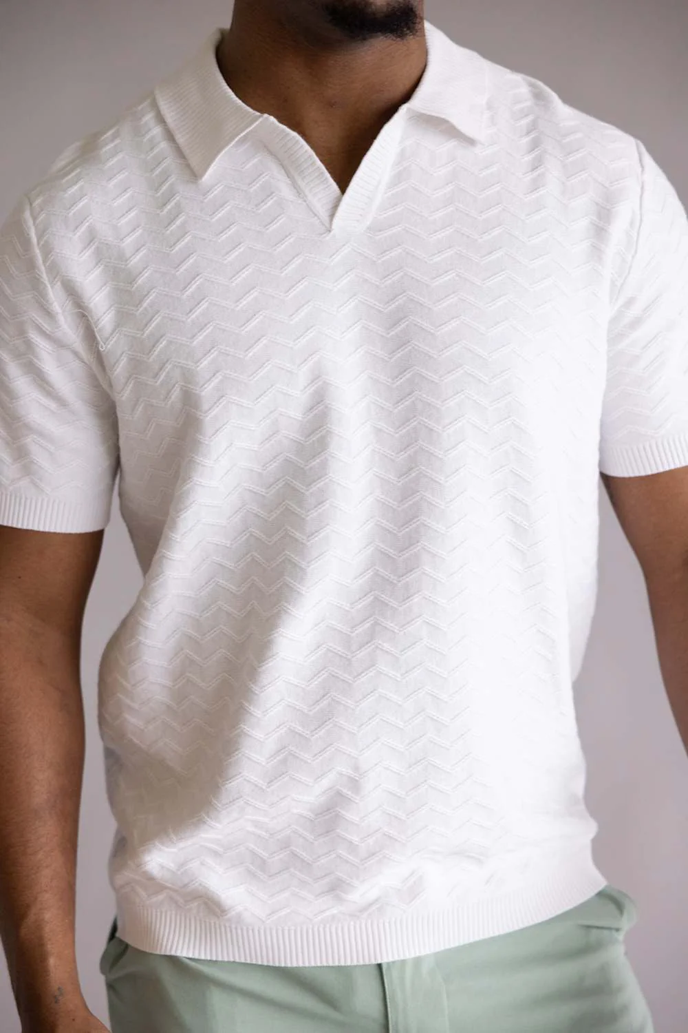 Weatherproof Vintage Zigzag Johnny Collar Shirt for Men in Ecru | S2640836GK-ECRU - Image 4