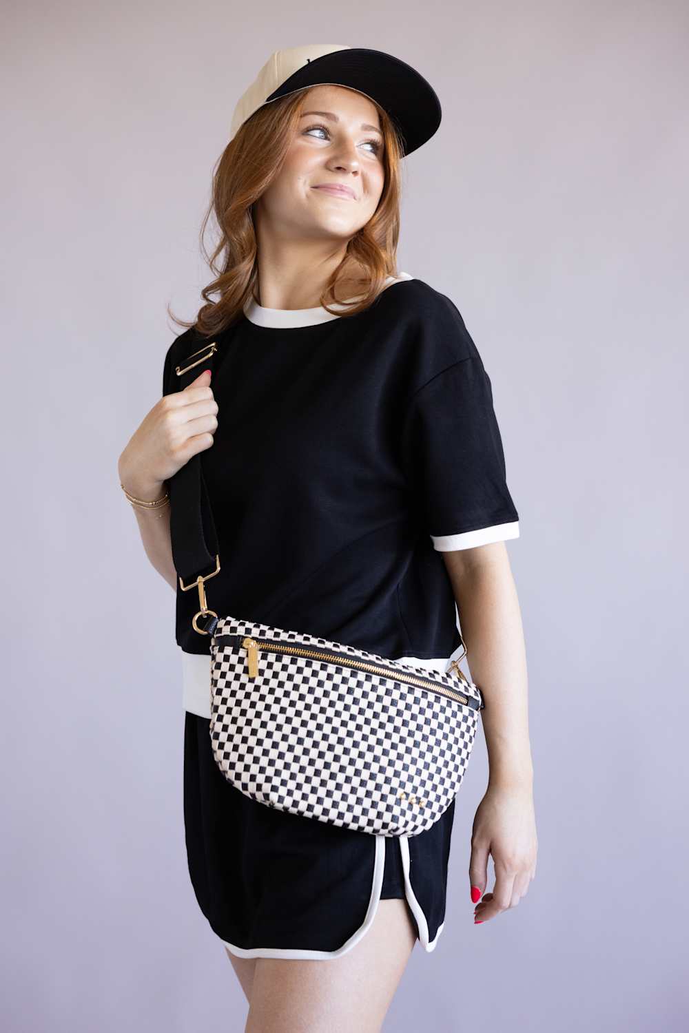 Weave Checkered Bag for Women in Black | BAGWESCHKBLK - Image 5