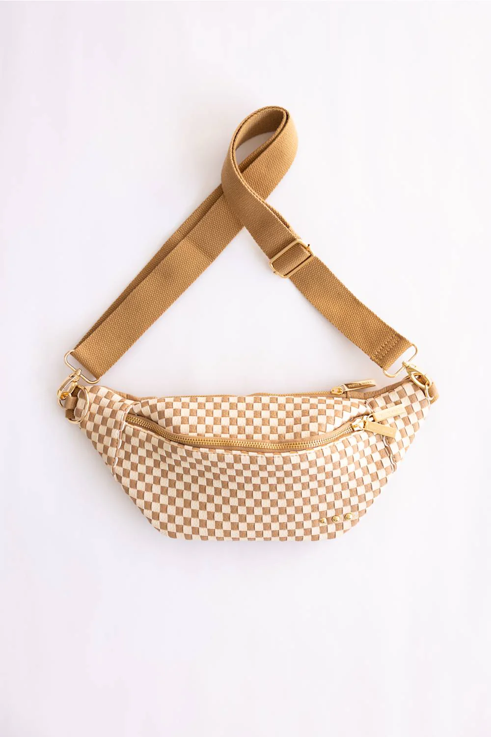 Weave Checkered Belt Bag for Women in Tan | BAG-SUS-WOV-CHKTAN - Image 2