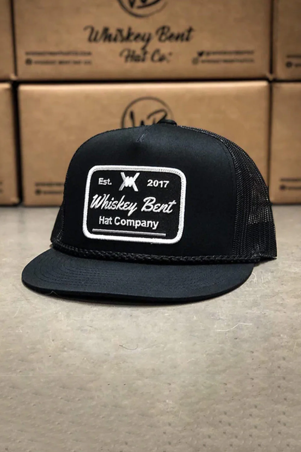 Whiskey Bent Black Top Trucker Hat for Men in Black | BLKTOP - Image 2