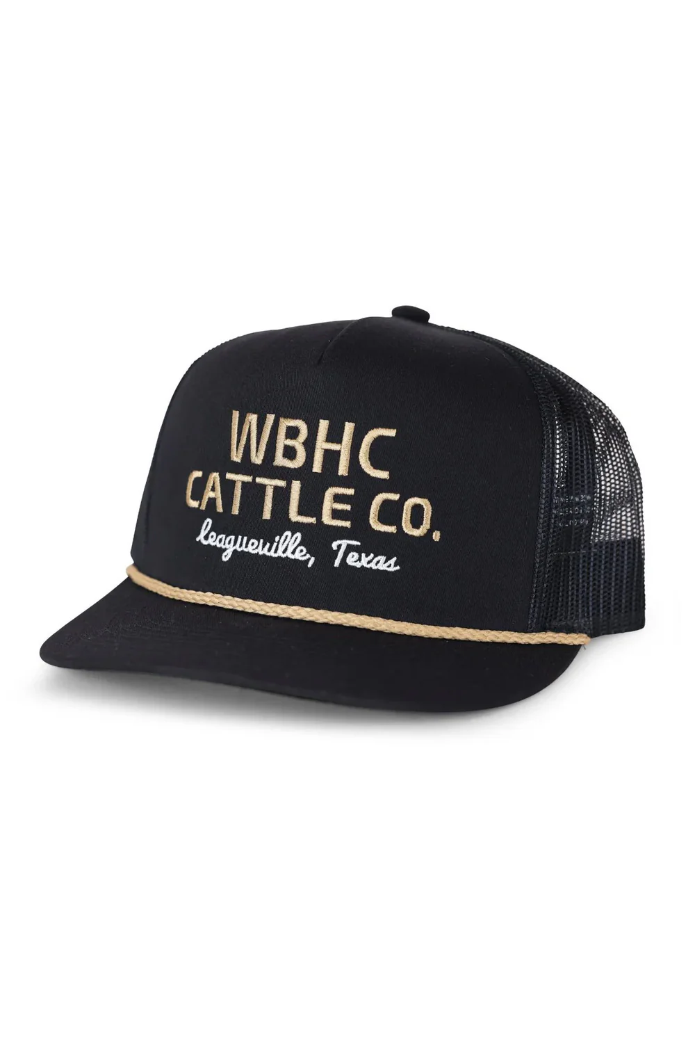 Whiskey Bent Gold Rope Trucker Hat for Men in Black | BLKGLD - Image 2