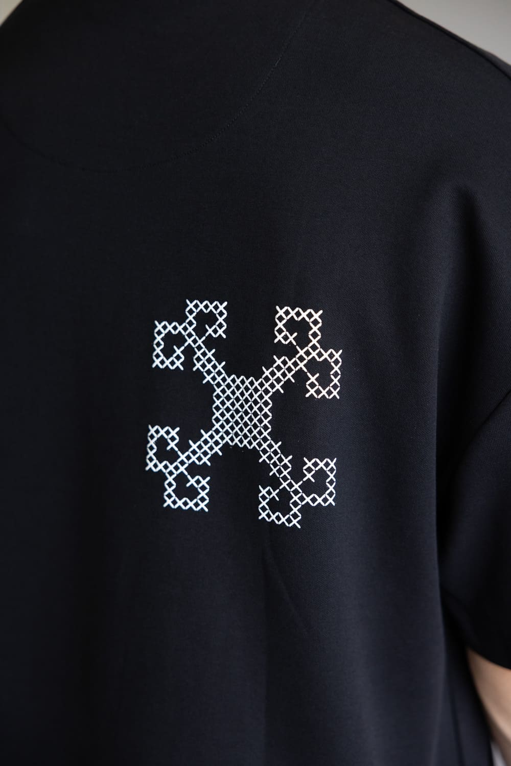 Denim & Flower White Geo Embroidered T-Shirt for Men in Black | CKTS-C492 - Image 7