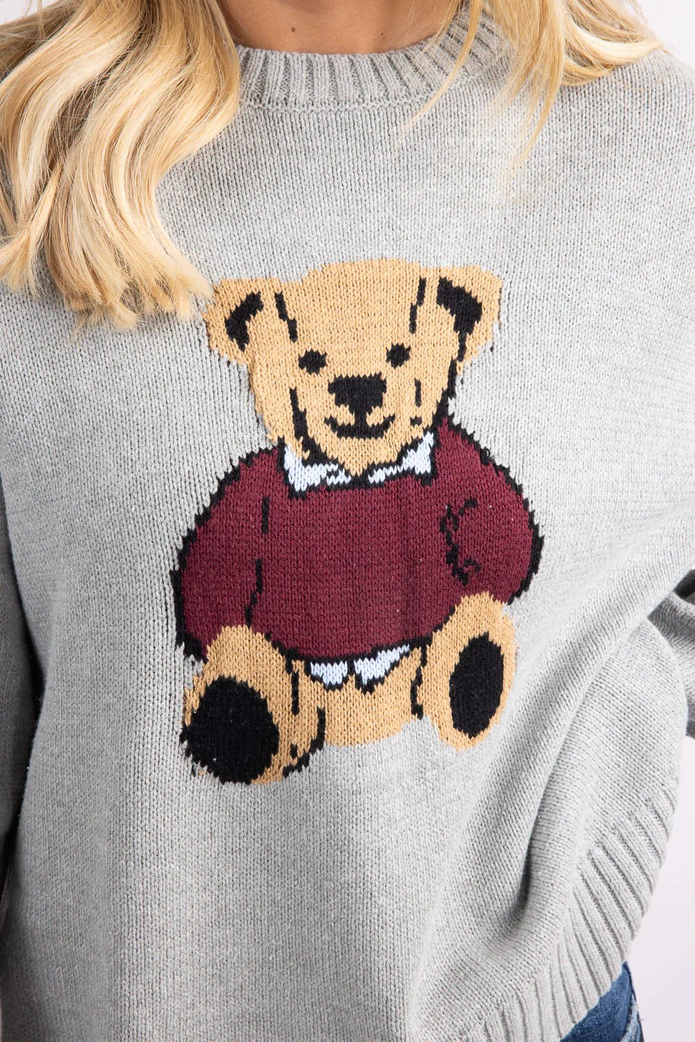 Bear Sweater for Women in Grey | WL25-11089-GREY - Image 4