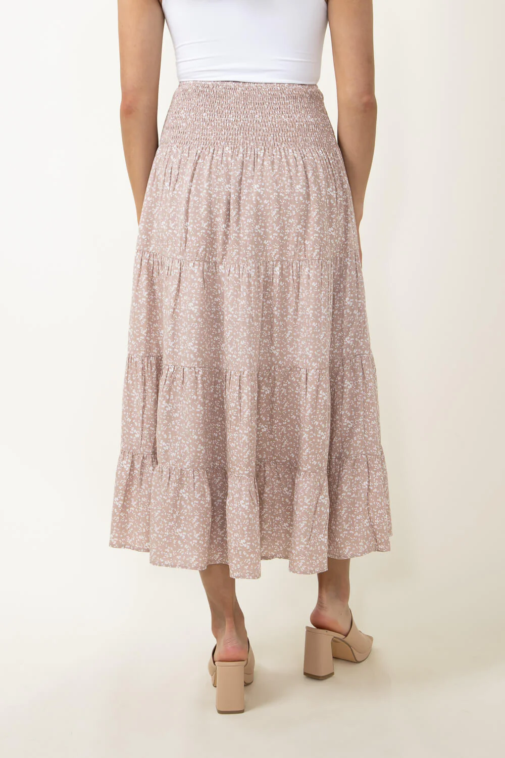 Wishlist Floral Midi Skirt with Side Slit for Women in Taupe | WL22-7471-TAUPE - Image 3