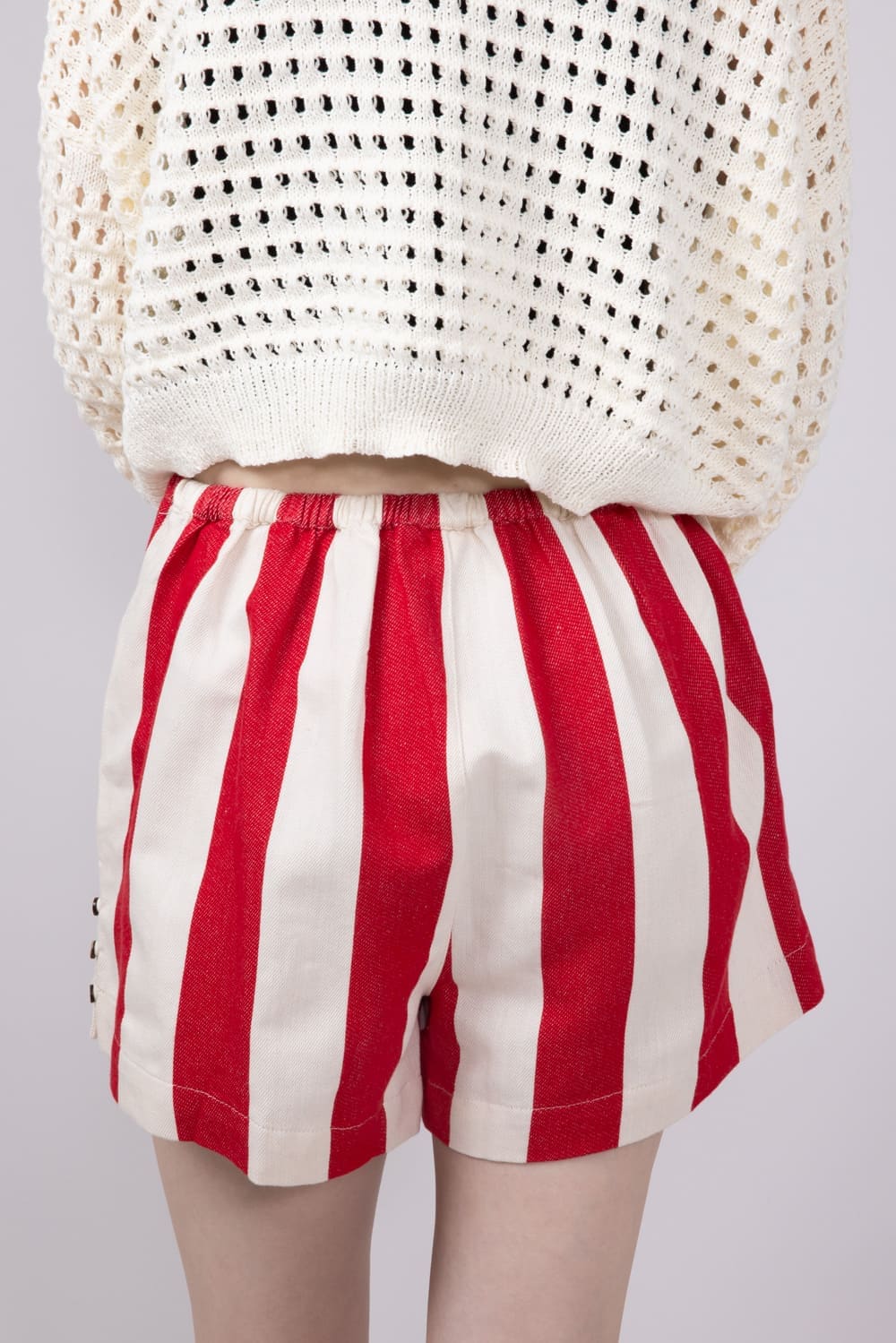 Wishlist Stripe Cotton Shorts for Women in Red/Natural | WL25-10122-REDNATURAL - Image 2