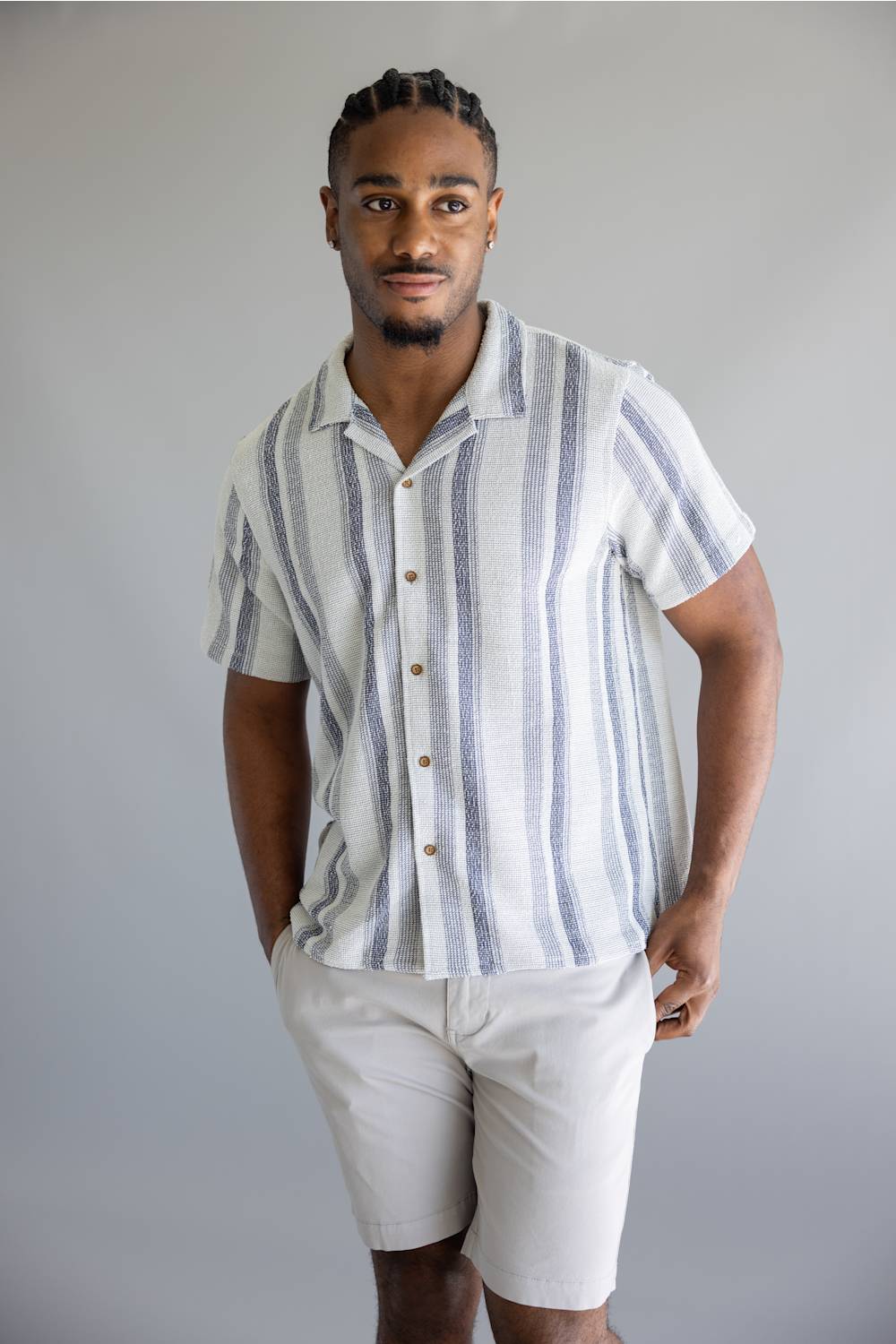 Woven Button Up Shirt for Men in Blue | 8PW7086M-BLUE - Image 2