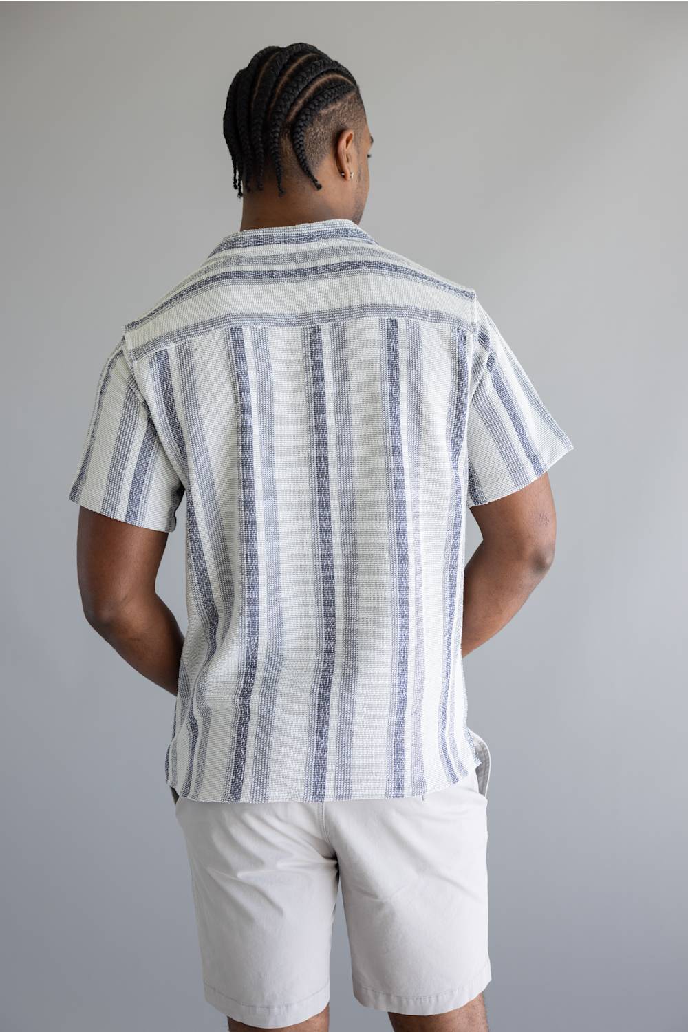 Woven Button Up Shirt for Men in Blue | 8PW7086M-BLUE - Image 3