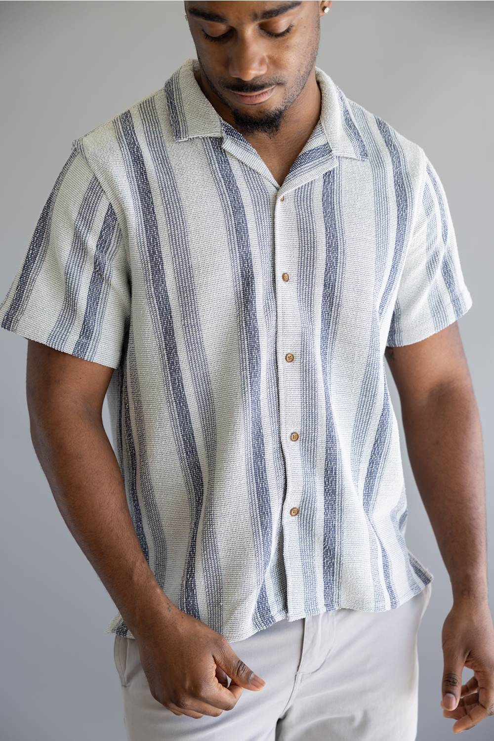 Woven Button Up Shirt for Men in Blue | 8PW7086M-BLUE - Image 4