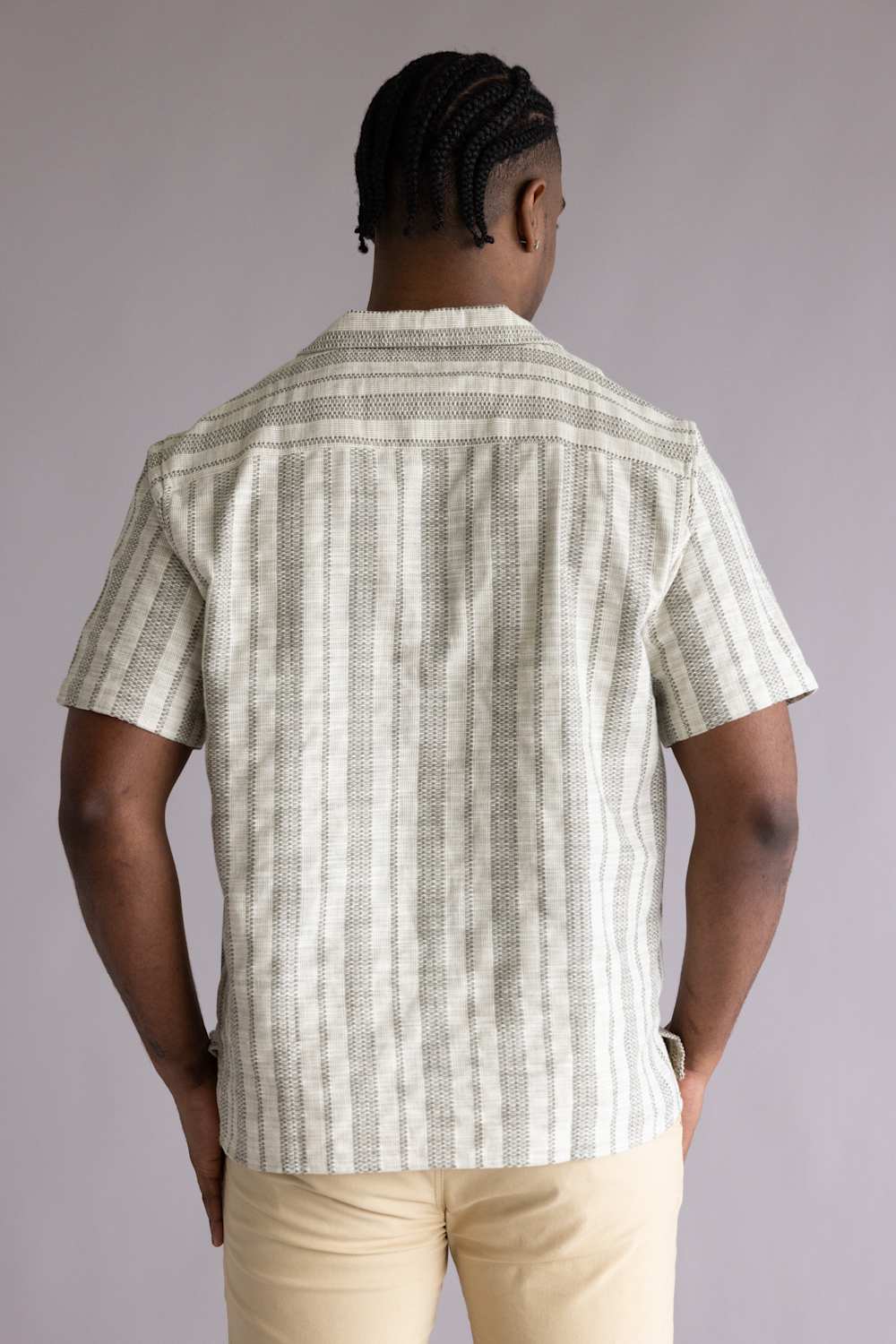 Woven Resort Button Up Shirt for Men in Sage | 8PW7059M-SAGE - Image 3