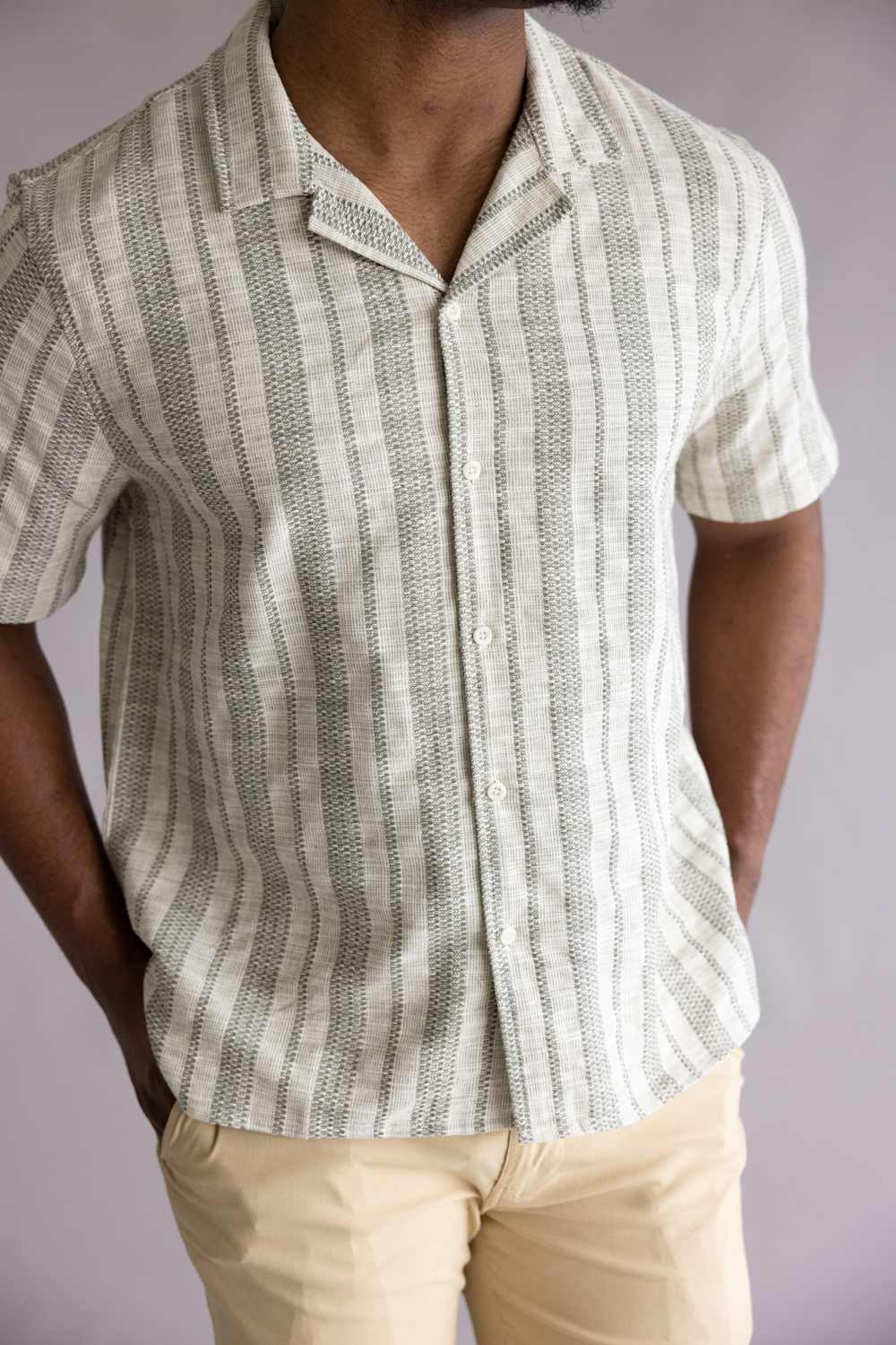 Woven Resort Button Up Shirt for Men in Sage | 8PW7059M-SAGE - Image 4