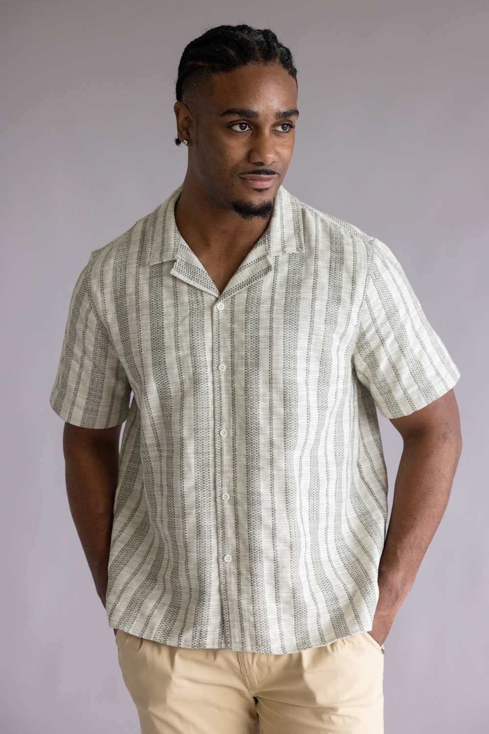 Woven Resort Button Up Shirt for Men in Sage | 8PW7059M-SAGE - Image 5