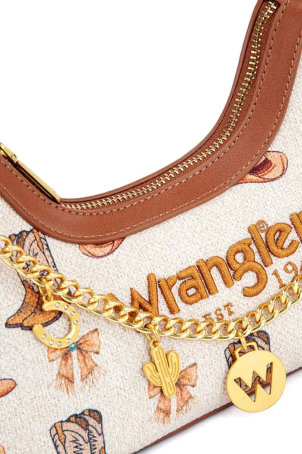 Wrangler Western Cowgirl Print Braided Shoulder Bag for Women in Tan | WG524-8182-TN - Image 2