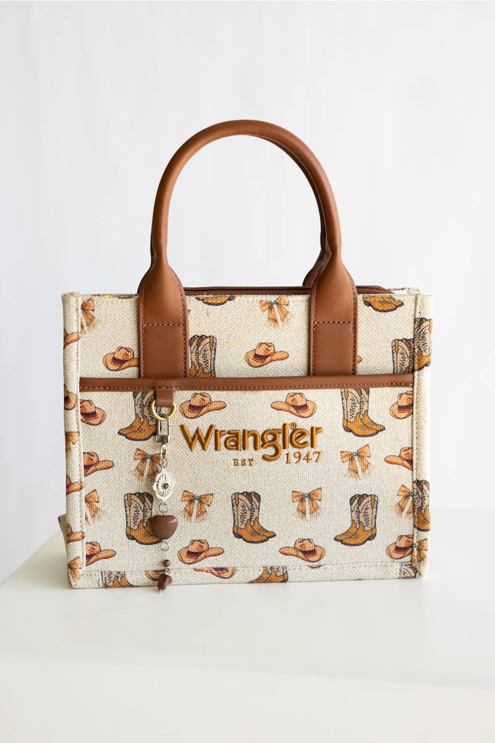 Wrangler Western Print Cowgirl Tote Crossbody Bag for Women in Tan | WG524-8120S-TN - Image 2