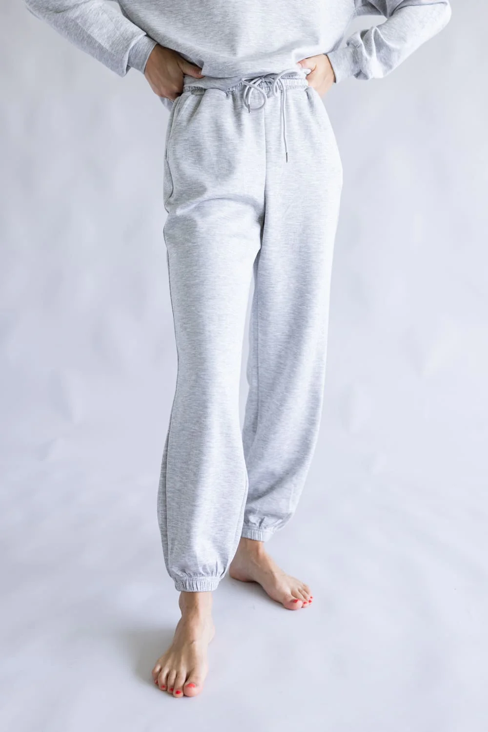 Zip Neck Super Soft Set for Women in Light Grey | KDC-SCBPNT-01-GRY - Image 4