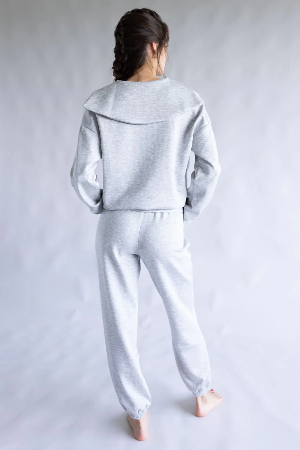 Zip Neck Super Soft Set for Women in Light Grey | KDC-SCBPNT-01-GRY - Image 5